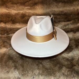 Elegant White and Gold Women's Fedora